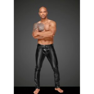 H051 Powerwetlook men's trousers with decorative PVC pleats XL