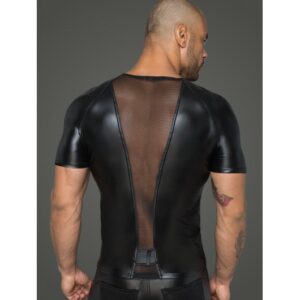 H056 Men's T-shirt made of powerwetlook with 3D net inserts S