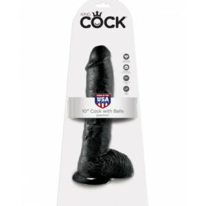 King Cock 10" Cock with Balls Black