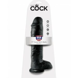 King Cock 11" Cock with Balls Black