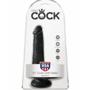 King Cock 6" Cock with Balls Black