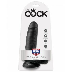 King Cock 7" Cock with Balls Black