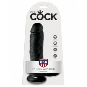 King Cock 8" Cock with Balls Black