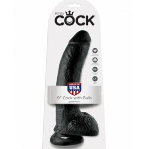 King Cock 9" Cock with Balls Black