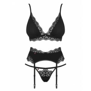 Obsessive Arisha komplet 3-częściowy czarny S/M