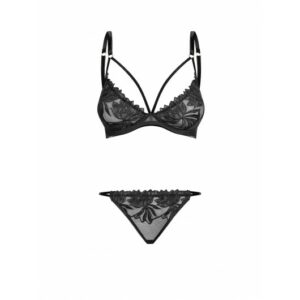 Petitenoir Set ouf of plunge underwired bra with embroidery and brief L